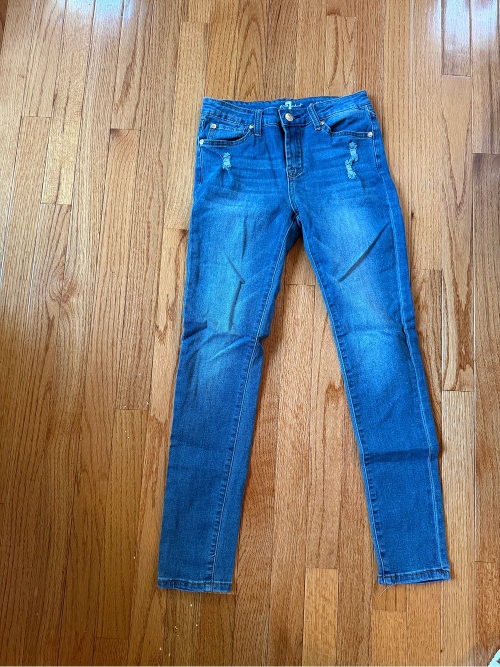 Girls Blue Stretch Skinny Jeans 7 for all Mankind
